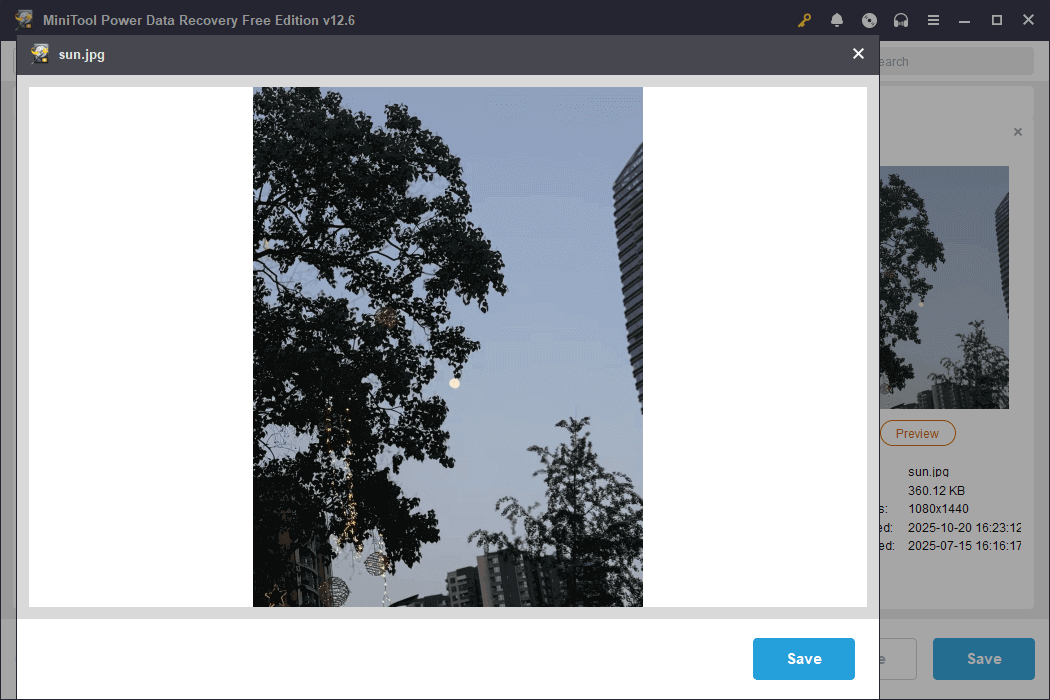 double-click the file to preview in MiniTool Power Data Recovery
