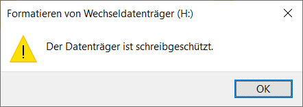 Die Meldung Der Datenträger ist schreibgeschützt