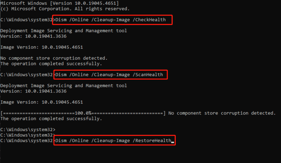Dismコマンドを順番にコピー&貼り付けて実行