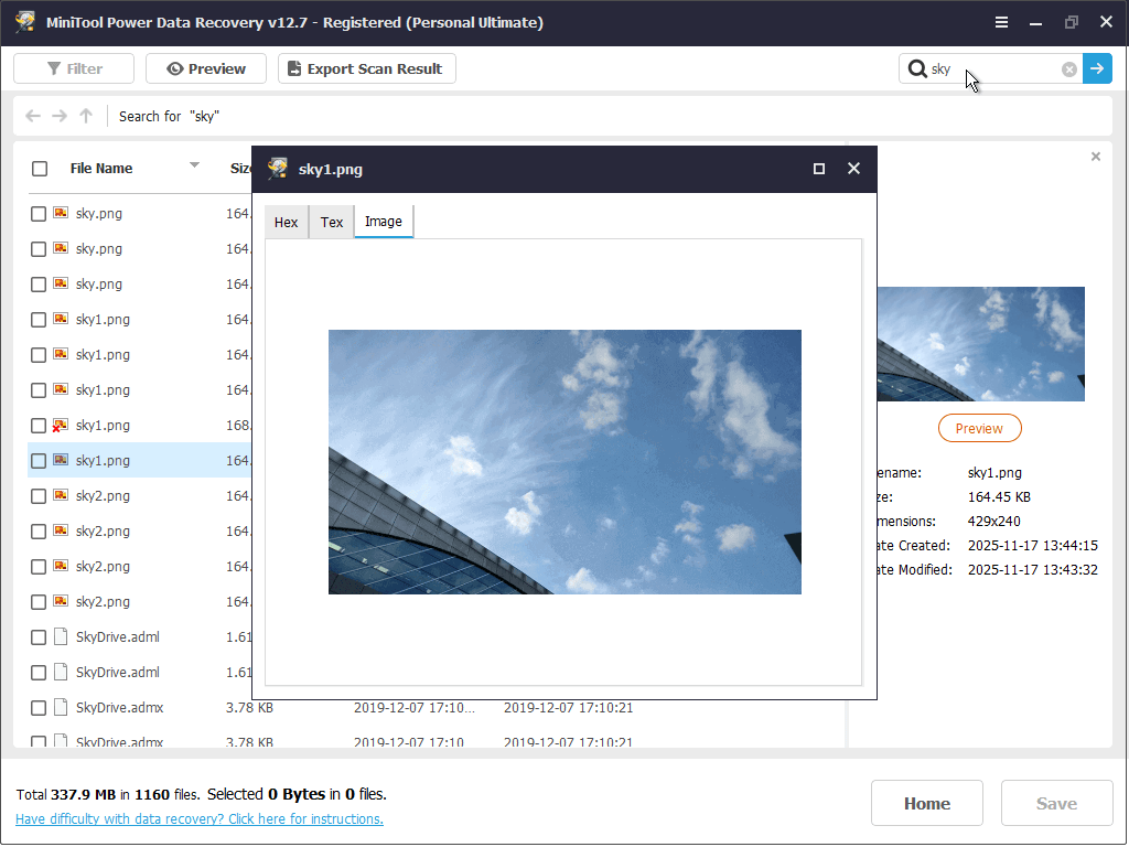 double-click the target file to display the file content in MiniTool Power Data Recovery