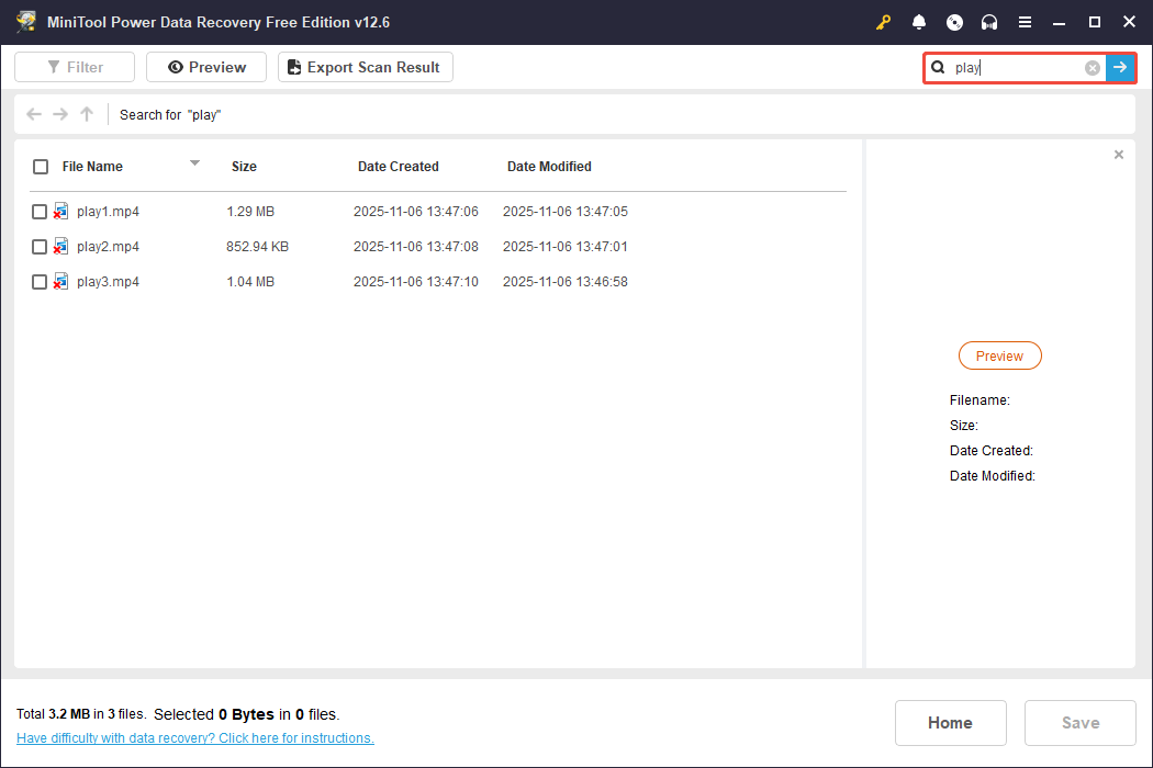 the search result interface of MiniTool Power Data Recovery