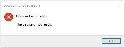 The device is not ready error message.