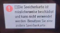 Fehlermeldung „Die Speicherkarte kann nicht verwendet werden“