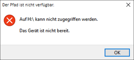 Die Fehlermeldung „Das Gerät ist nicht bereit“.