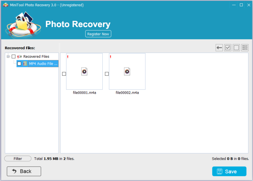 MiniTool Photo Recoveryの復元画面
