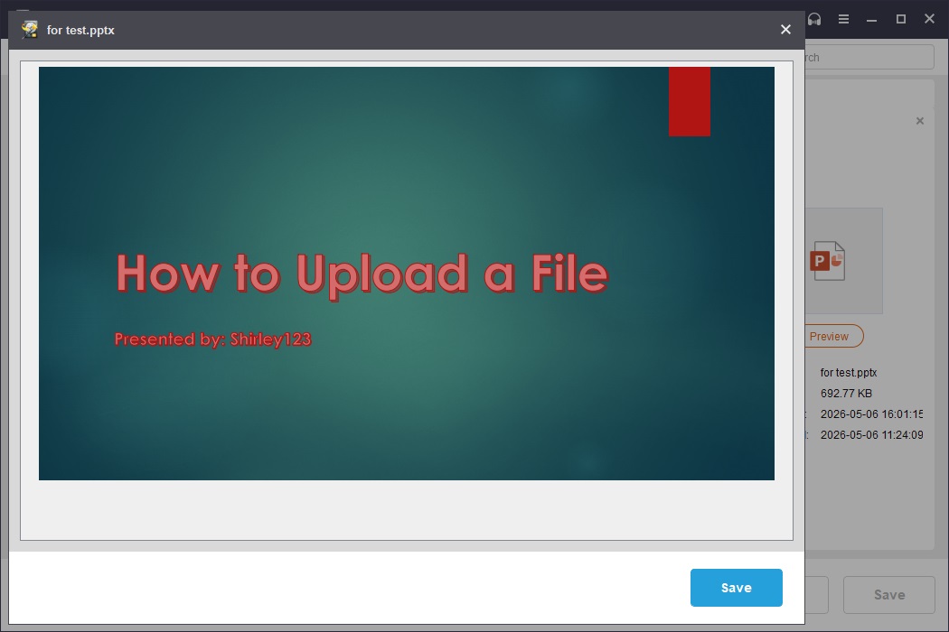 MiniTool Power Data Recovery file preview window showing a PowerPoint file.